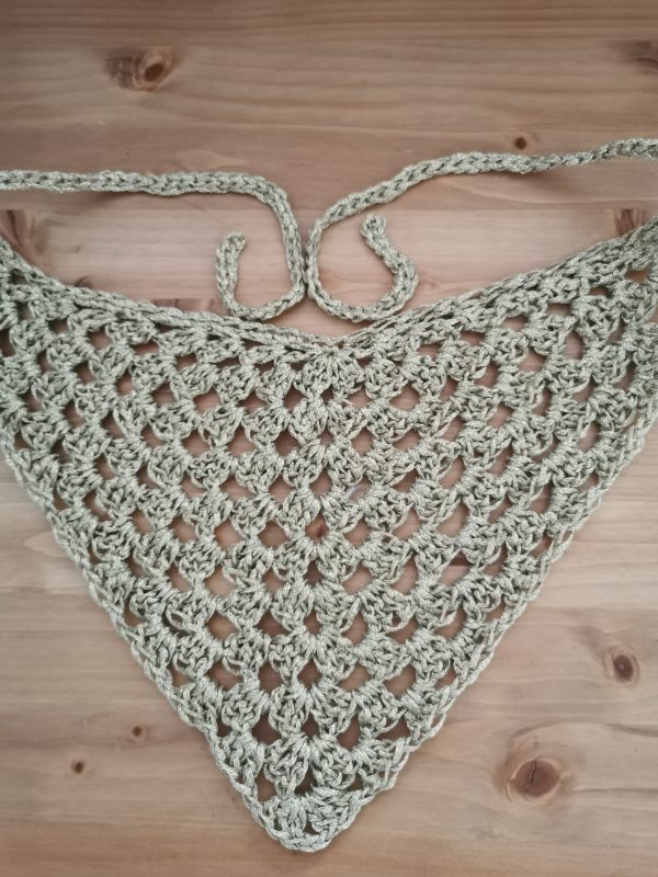 Crochet Bandana, Gold Metallic Head Scarf