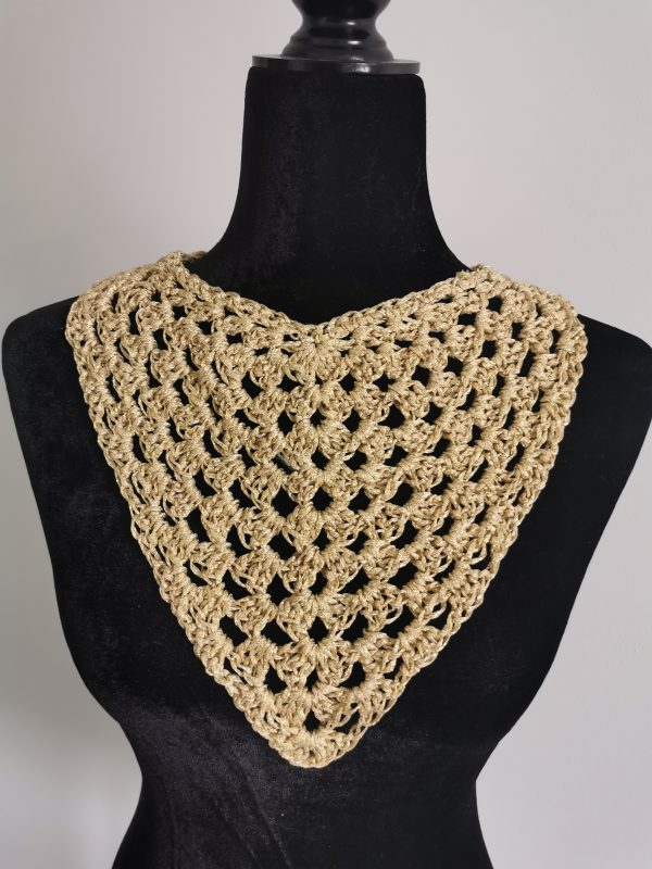 Crochet Bandana, Gold Metallic Head Scarf