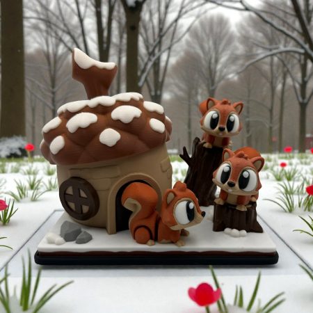 Flexi Squirrel Acorn House Playset – 3D Printed Woodland Scene