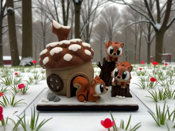 Flexi Squirrel Acorn House Playset – 3D Printed Woodland Scene
