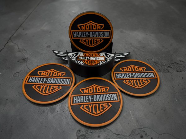 🏍️🔥 Motorcycle Inspired 3D Printed Coaster Set with Holder