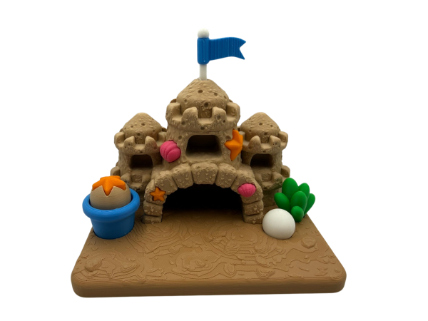 Crabs in a Sand Castle Playset with Fidget Clicker – 3D Printed Desk Toy & Beach Decor