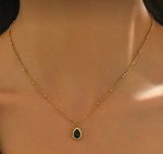 18k Gold Plated Teardrop Black Pendant with Beaded Necklace | Tarnish-Free Stainless Steel