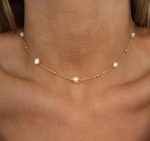 18k Gold Plated Delicate Pearl Necklace | Tarnish-Free Stainless Steel |