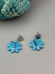Faux Turquoise Flower Dangle Earrings