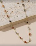 18k Gold Plated Delicate Multi Color Natural Stone Beaded Necklace | Tarnish-Free Stainless Steel |
