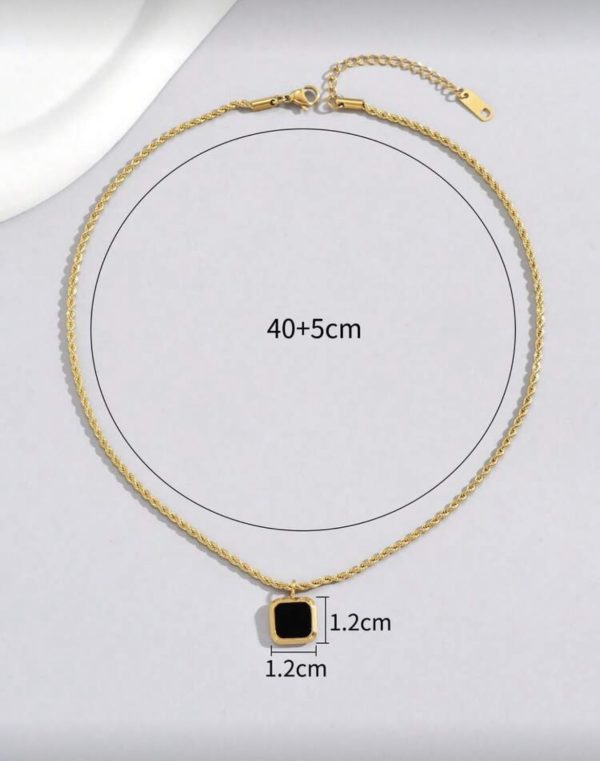 18k Gold Plated Black Pendant with Woven Necklace | Tarnish-Free Stainless Steel |