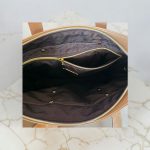 Black Floral Cork Tote Bag, Beige Vinyl Accents, Gold Hardware, Work Travel Bag