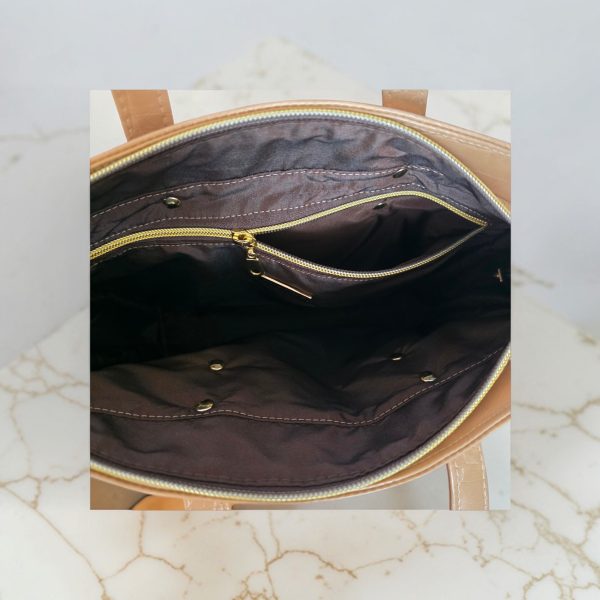 Black Floral Cork Tote Bag, Beige Vinyl Accents, Gold Hardware, Work Travel Bag
