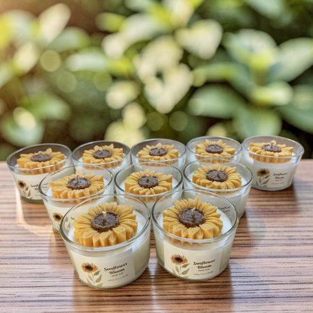 Custom Sunflower Candle Party Favors