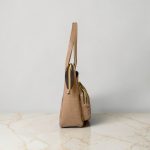Black Floral Cork Tote Bag, Beige Vinyl Accents, Gold Hardware, Work Travel Bag