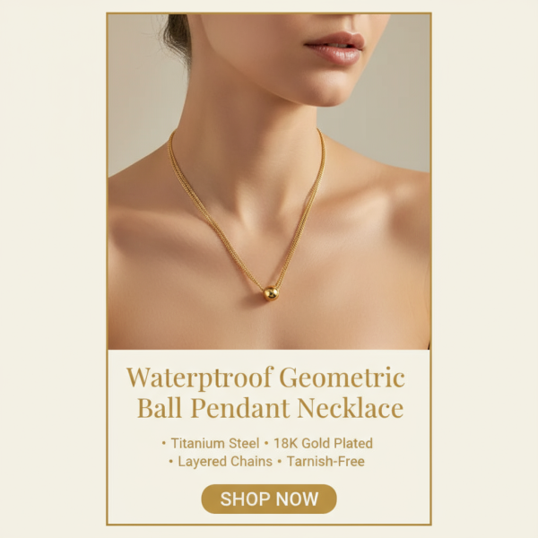 NEW 18k Gold Plated Geometric Necklace Tarnish-Free Stainless Steel