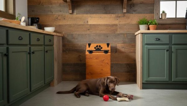 X-Large Wooden Dog Food Storage Bin: 40lb Capacity