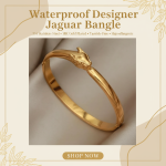 18k Gold Plated Jaguar Bangle | Tarnish-Free Stainless Steel |