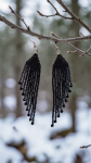 Raven Wing Fringe Earrings: Black Seed Beads, Spinel, Hematite – Tribal Jewelry