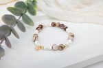 Australian Peanut Jasper & Magnesite Bracelet with 14K Gold Filled Corrugated Beads & Butterfly Charm