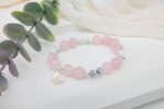 Rose Quartz Bracelet with Sterling Silver Beads & Butterfly Charm