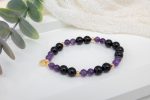 Amethyst & Black Onyx Bracelet with 14K Gold-Filled Sand Dollar Charm