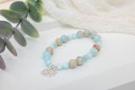 Imperial Sea Jasper & Hemimorphite Bracelet with Sterling Silver Lotus