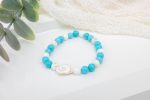 Blue & White Magnesite Bracelet with Shiva Eye Pearl