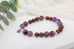 Super 7 & Hessonite Garnet Bracelet with Amethyst Birthstone