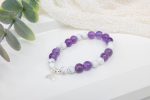 Howlite & Amethyst Stretch Bracelet — Sterling Silver Mermaid Tail