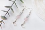 Rose Quartz & White Howlite Earrings with Sterling Silver Butterfly Details