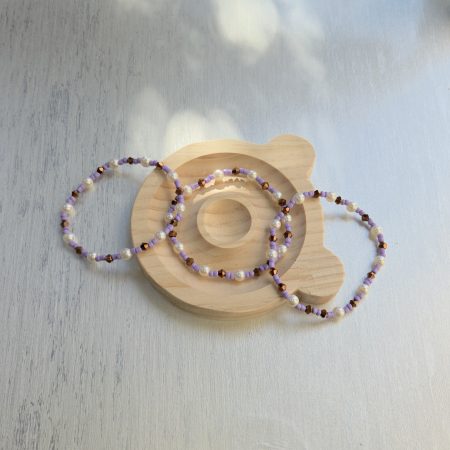 Lavender & Pearl Dainty Beaded Bracelet – Delicate Handcrafted Jewelry