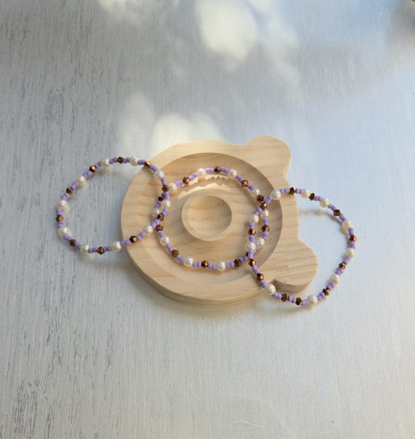 Lavender & Pearl Dainty Beaded Bracelet – Delicate Handcrafted Jewelry- Bundle & Save