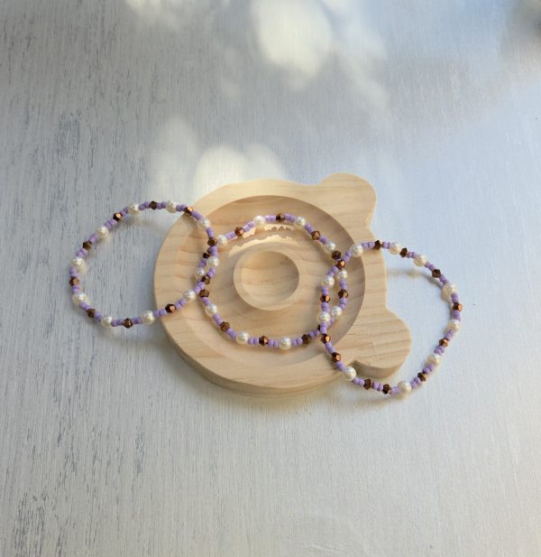 Lavender & Pearl Dainty Beaded Bracelet – Delicate Handcrafted Jewelry- Bundle & Save