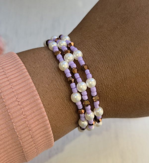 Lavender & Pearl Dainty Beaded Bracelet – Delicate Handcrafted Jewelry- Bundle & Save