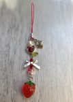 Handcrafted Strawberry Garden Phone Charm – Whimsical Beaded Accessory