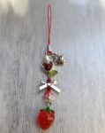 Handcrafted Strawberry Garden Phone Charm – Whimsical Beaded Accessory