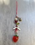 Handcrafted Strawberry Garden Phone Charm – Whimsical Beaded Accessory
