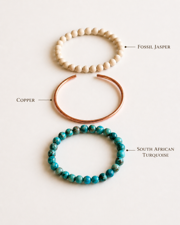 Bracelet Trio Gemstone and Copper Bracelet