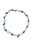 Handcrafted Turquoise & Pearl Choker: Southwestern Charm