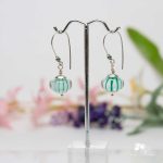 Green Striped Glass Earrings