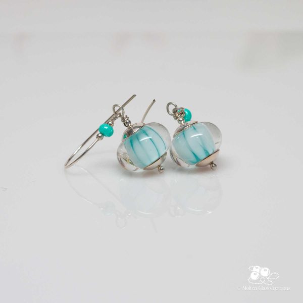 Blue Striped Glass Earrings