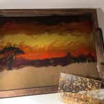 African Safari Ottoman/Serving Tray 16” x 12”