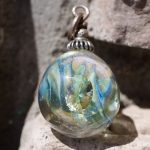Blue Helix - Crystal Necklace, Glass Pendant, Magical Fantasy Jewellery
