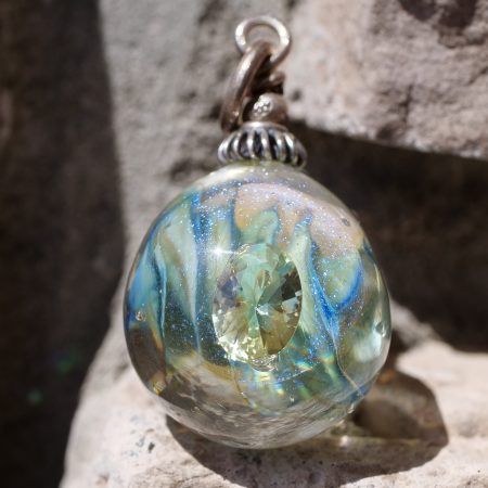 Blue Helix - Crystal Necklace, Glass Pendant, Magical Fantasy Jewellery