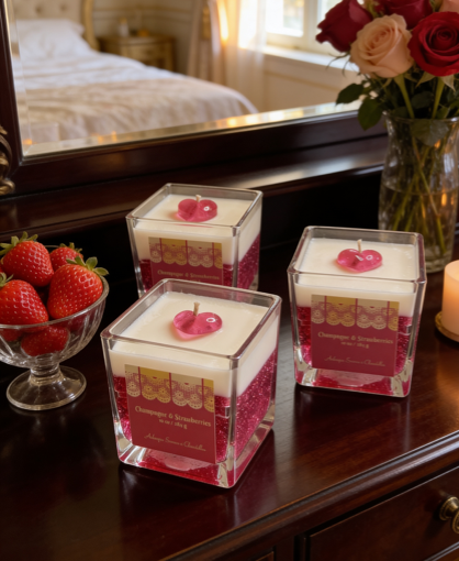Champagne & Strawberries Scented Soy Candle, 10 oz