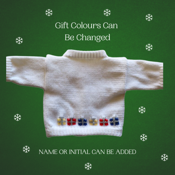 Christmas Tree Baby Sweater, Handmade Knitted Baby Sweater, Personalized Baby Sweater
