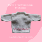Bunny Beige Baby Sweater, Handmade Knitted Baby Sweater, Personalized Baby Sweater