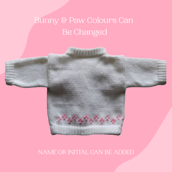 Bunny Beige Baby Sweater, Handmade Knitted Baby Sweater, Personalized Baby Sweater