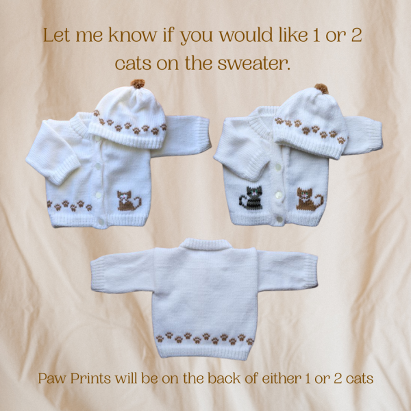 Kittens Baby Sweater, Handmade Knitted Baby Sweater, Personalized Baby Sweater