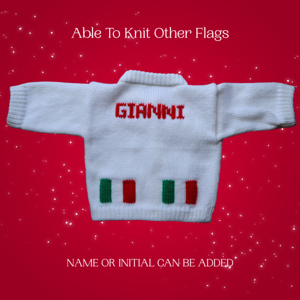 Itialian Flag Baby Sweater, Handmade Knitted Baby Sweater, Personalized Baby Sweater