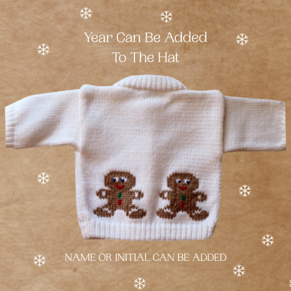 Gingerbread Man Baby Sweater, Handmade Knitted Baby Sweater, Personalized Baby Sweater