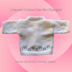 Unicorn Baby Sweater, Handmade Knitted Baby Sweater, Personalized Baby Sweater