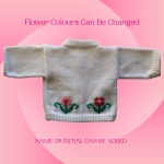Flower Baby Sweater, Handmade Knitted Baby Sweater, Personalized Baby Sweater